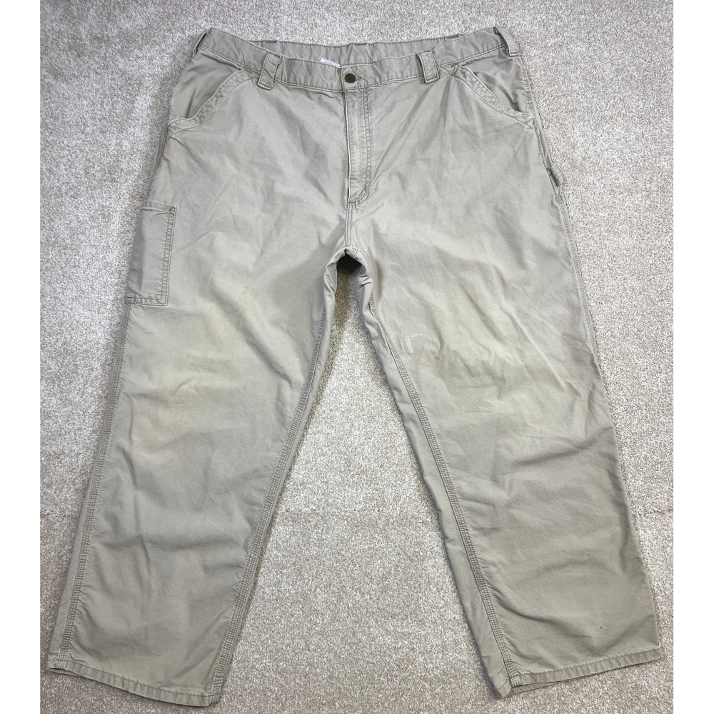Carhartt Men's Tan Twill Work Cargo Pants Size 42x30‎ Relaxed Fit Flaws Stains